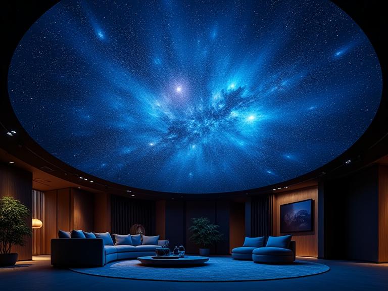 Luxury home planetarium ceiling installation
